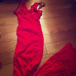 Long red gown